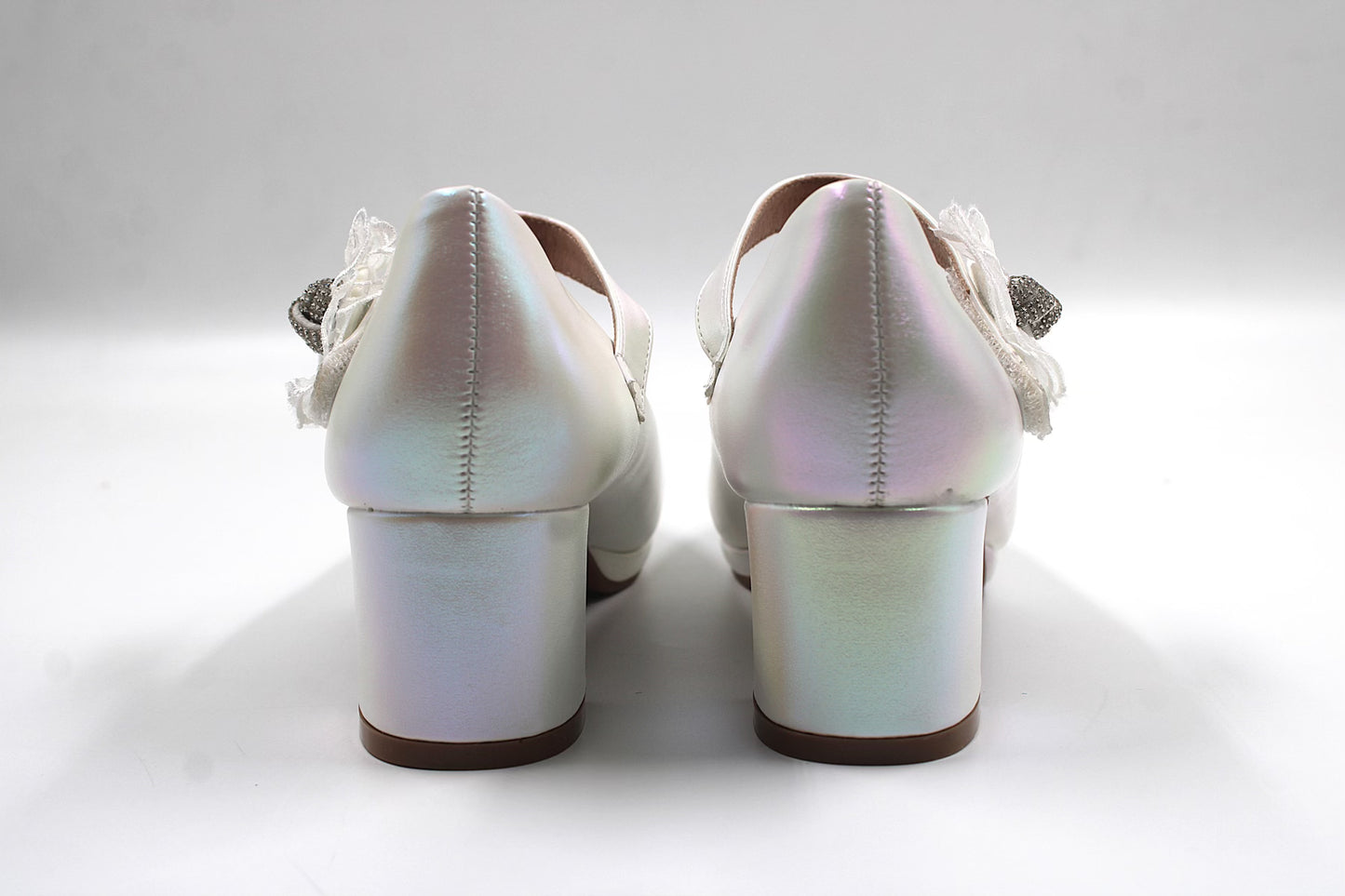 Girls white chic heel by Ket kids
