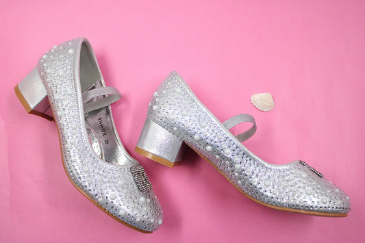 Girls silver festive heel by Ket kids