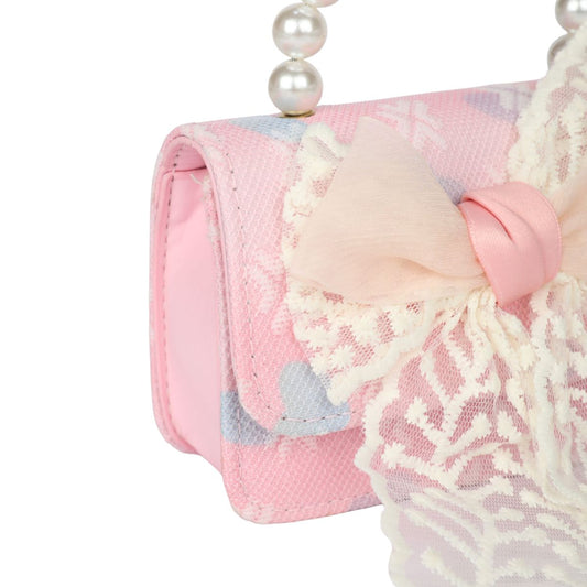 Hand and Sling Bow bag - Light Pink
