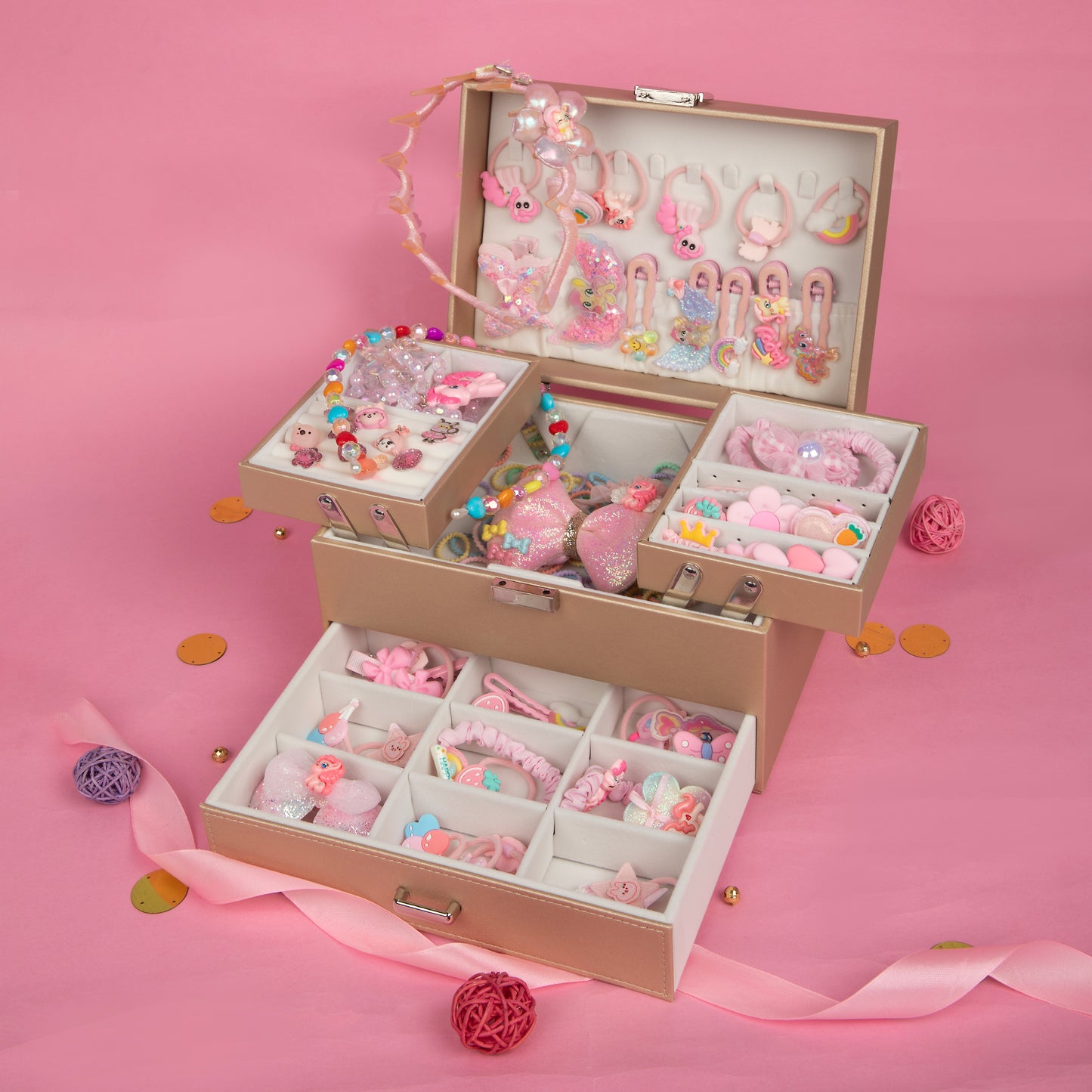 Crown Jewel Box with accessories - pink paradise