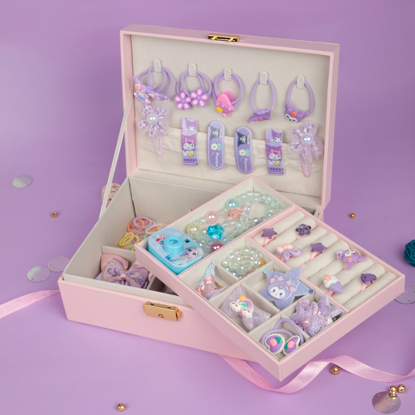 royal princesses treasure box with purple accessories - purple