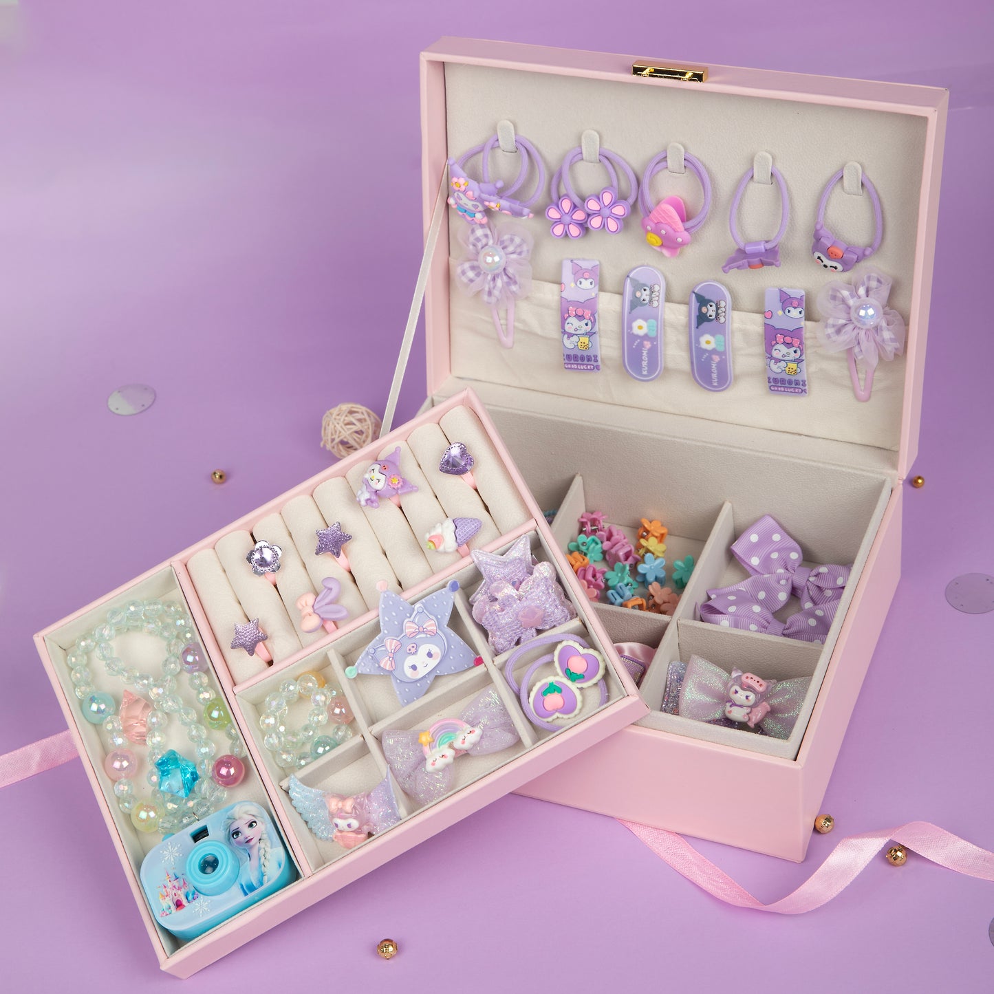 royal princesses treasure box with purple accessories - purple