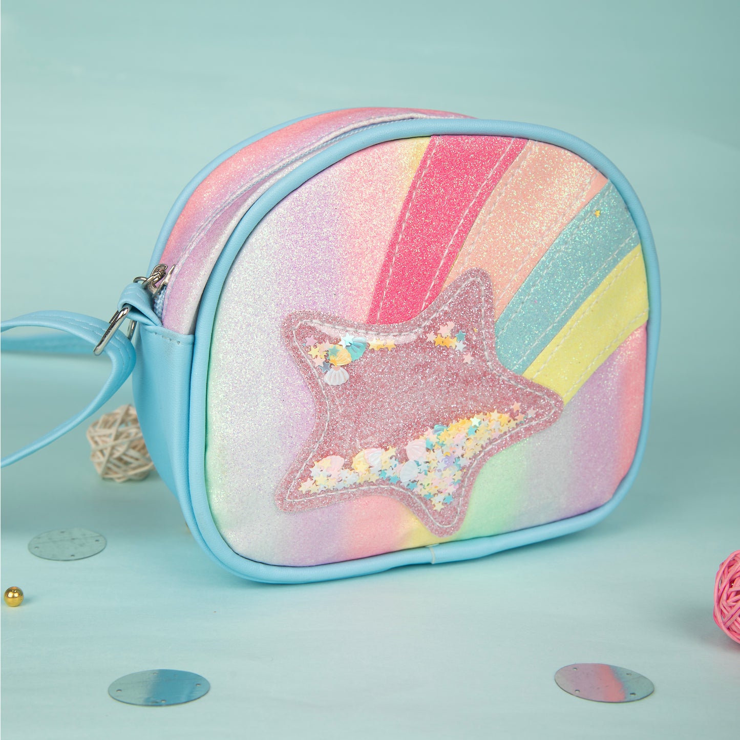 STAR SIDE SLING GIRLS BAG - BLUE