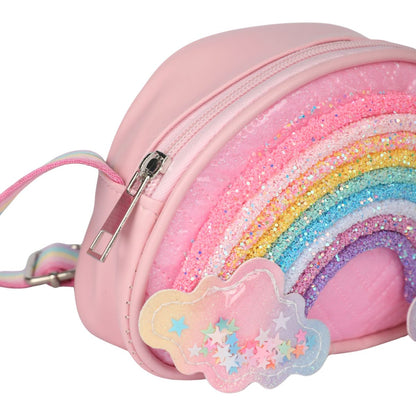 MAGICAL GLITTER  RAINBOW SLING BAG - PINK