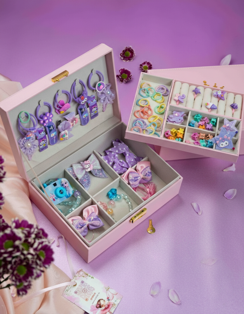 royal princesses treasure box with purple accessories - purple