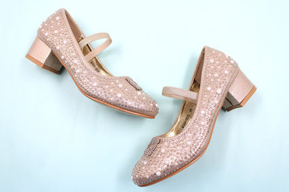 Girls golden festive heel by Ket kids