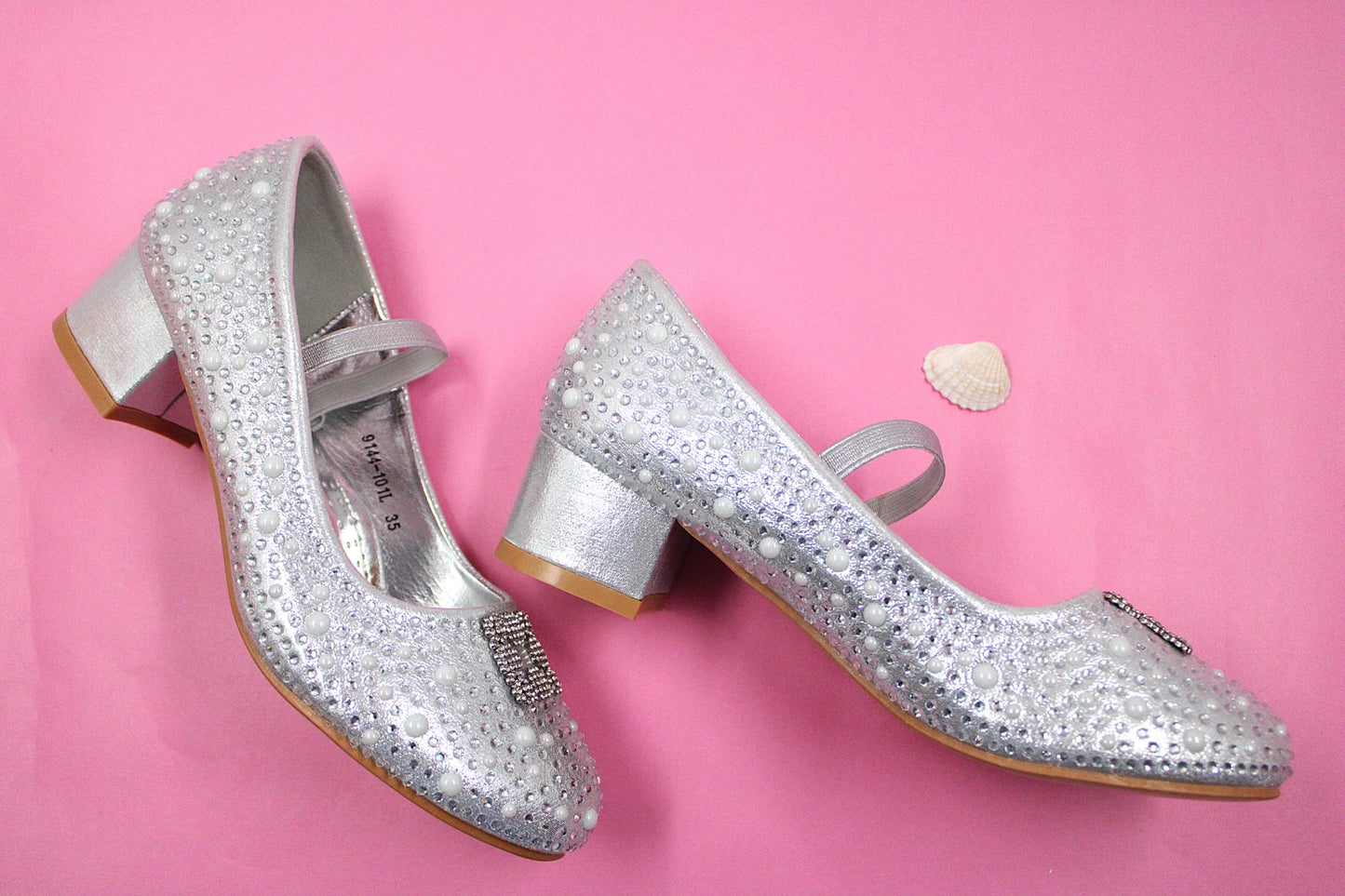 Girls silver festive heel by Ket kids