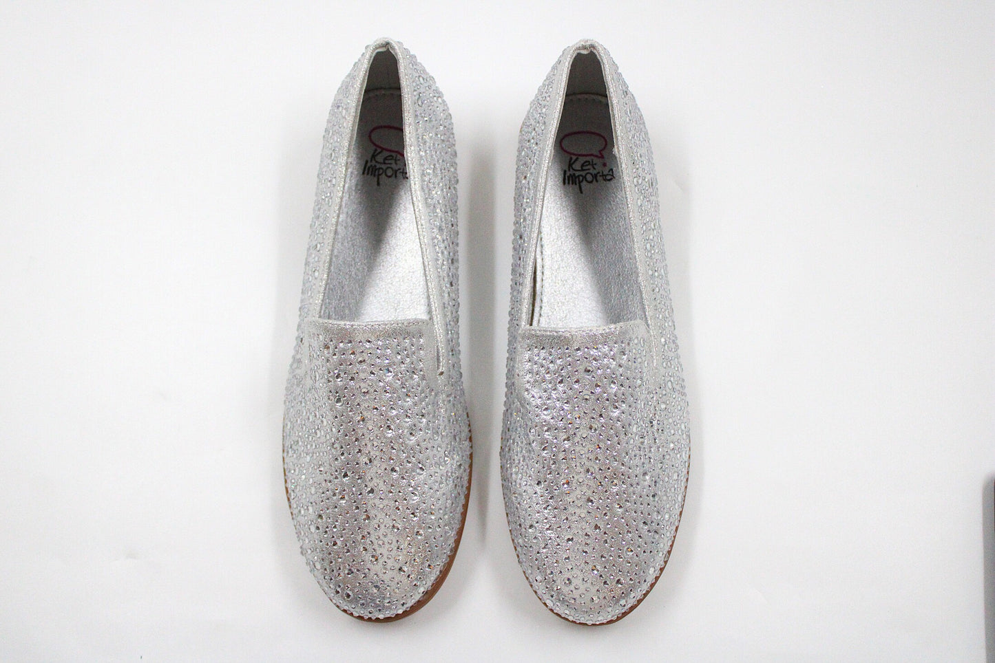 Girls silver sparkly slip on loafers by ket kids