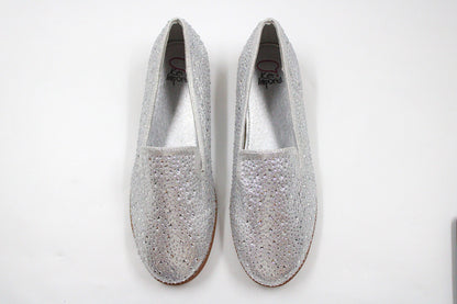 Girls silver sparkly slip on loafers by ket kids