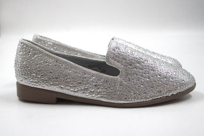 Girls silver sparkly slip on loafers by ket kids