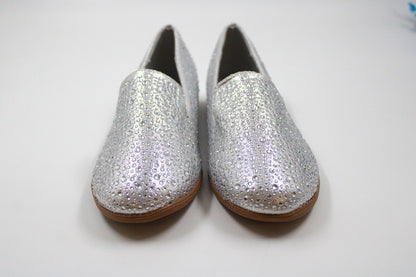 Girls silver sparkly slip on loafers by ket kids