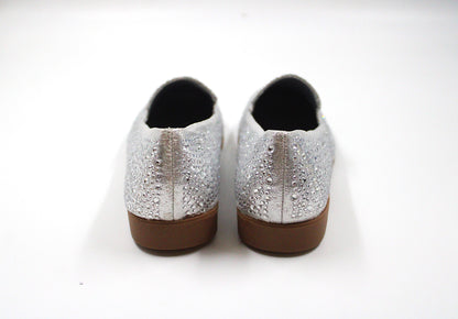 Girls silver sparkly slip on loafers by ket kids