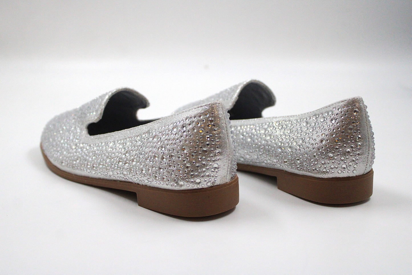 Girls silver sparkly slip on loafers by ket kids