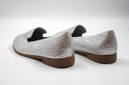 Girls silver sparkly slip on loafers by ket kids