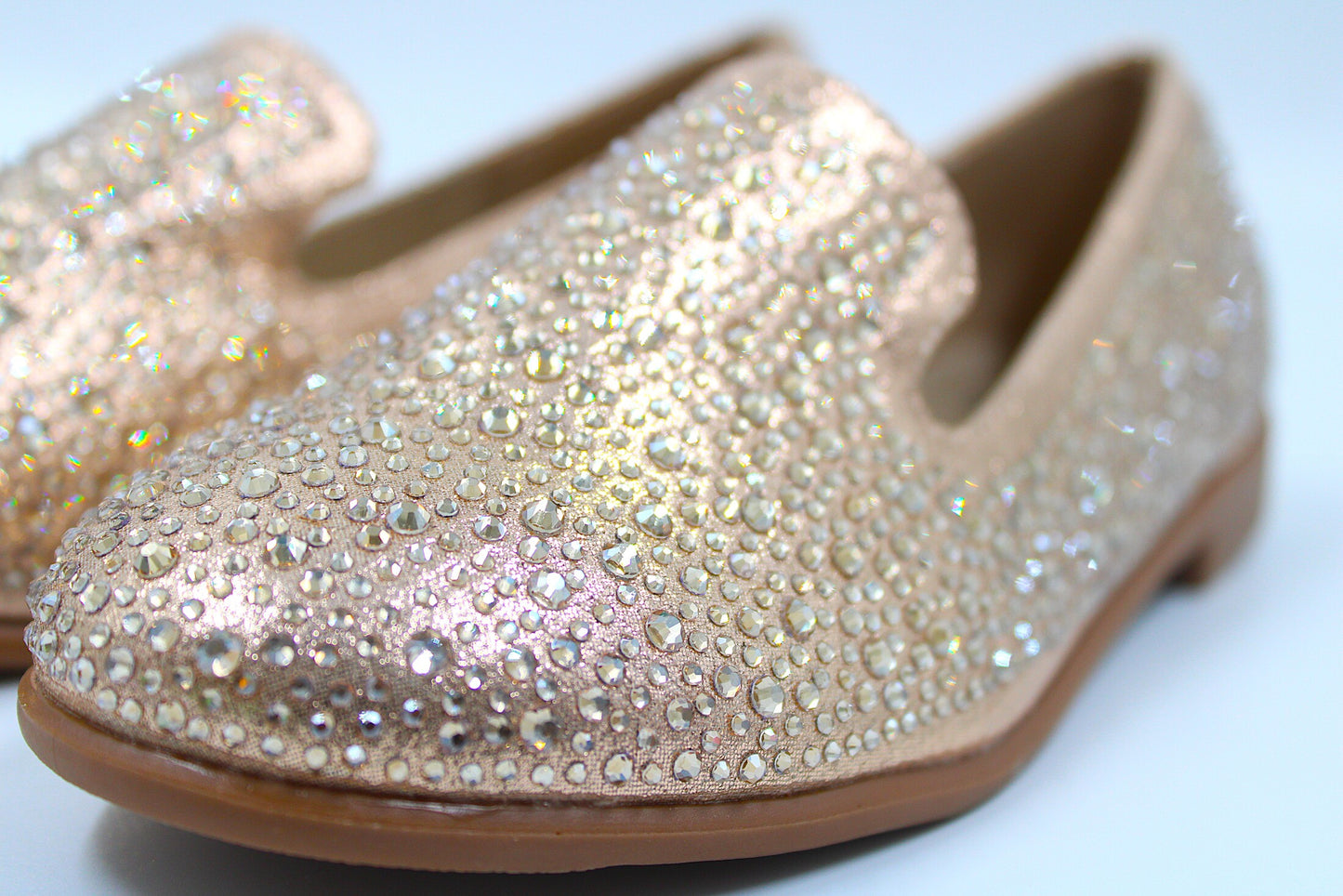 Girls golden sparkly slip on loafers by ket kids