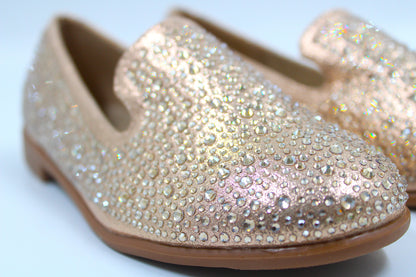 Girls golden sparkly slip on loafers by ket kids