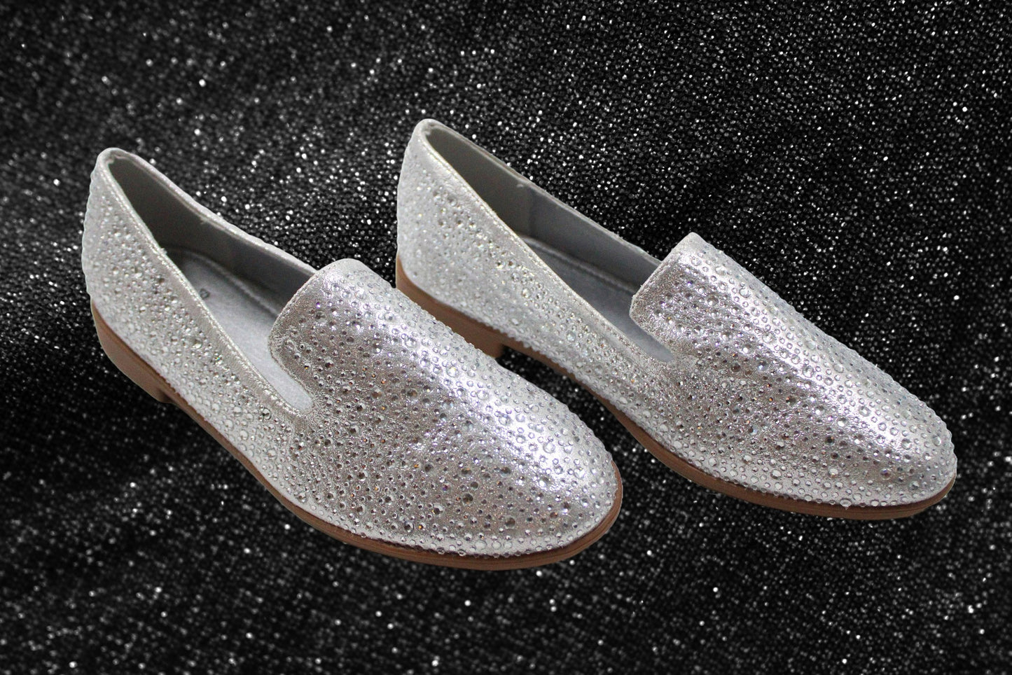 Girls silver sparkly slip on loafers by ket kids