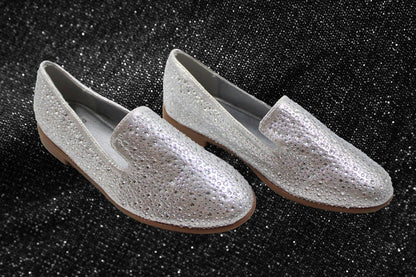Girls silver sparkly slip on loafers by ket kids